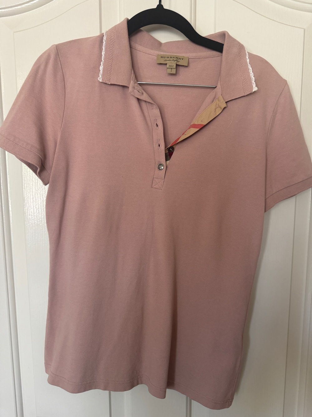 Burberry Dusty Pink Short Sleeve Polo Top